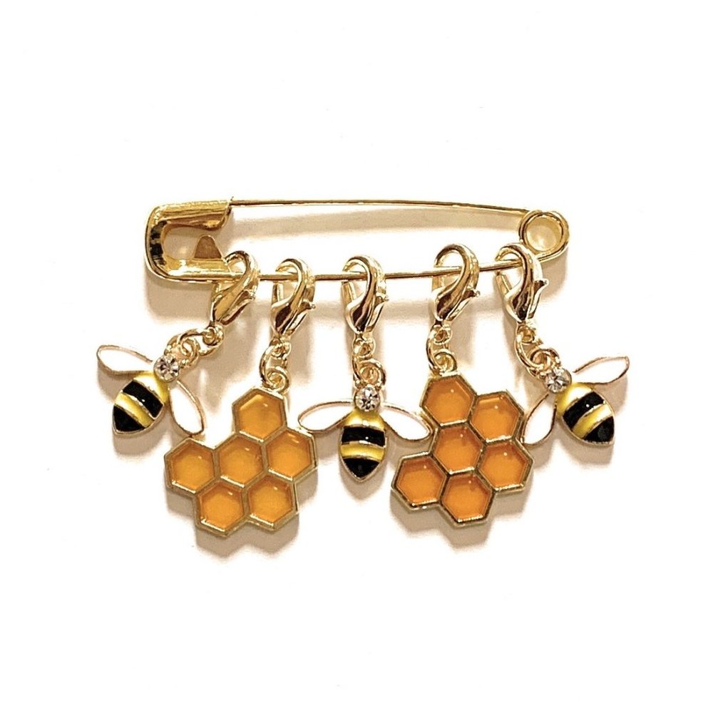 Bee Stitch Markers Knitting Crochet Gift for Knitters Metal Lobster Clasps Claws